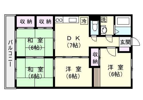 ウインズマンション(4DK/4階)の間取り写真
