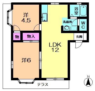 ベルメゾンII(2LDK/1階)の間取り写真
