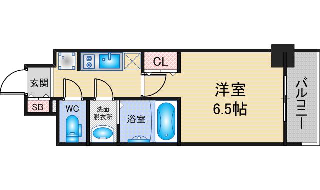 ルネフラッツ庄内通駅前(1K/13階)の間取り写真