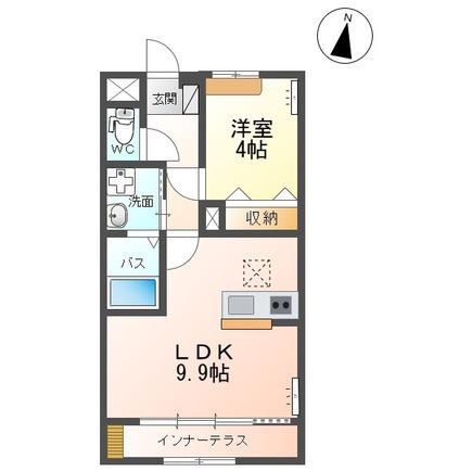 INFIELD D (1LDK/1階)の間取り写真