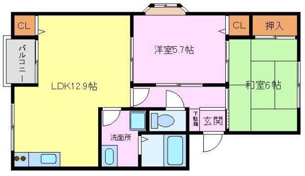 森マンション(2LDK/2階)の間取り写真