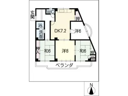 ドミール汐路(4DK/3階)の間取り写真