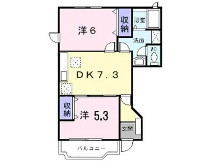 フォレ・デ・ポムB(2DK/1階)の間取り写真