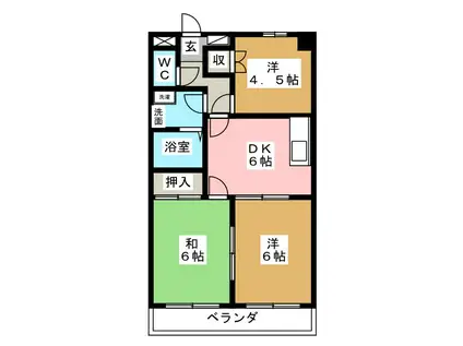 原第7マンション(3DK/1階)の間取り写真