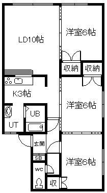 サクセスハイツ(3LDK/1階)の間取り写真