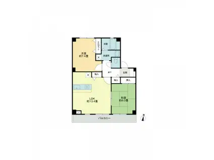 フォブール善導寺(2LDK/2階)の間取り写真