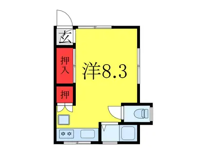 永石ハウス(ワンルーム/1階)の間取り写真