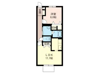シャルム弐番館(1LDK/1階)の間取り写真