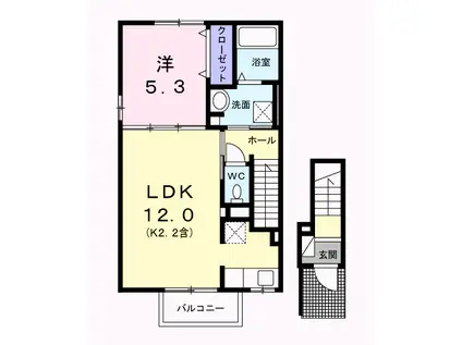 アルドーレI(1LDK/2階)の間取り写真