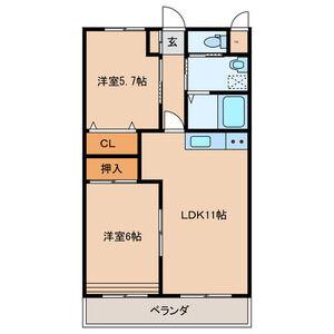 BELL39(2LDK/2階)の間取り写真