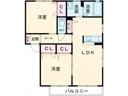 ティアラ(2LDK/2階)の間取り写真