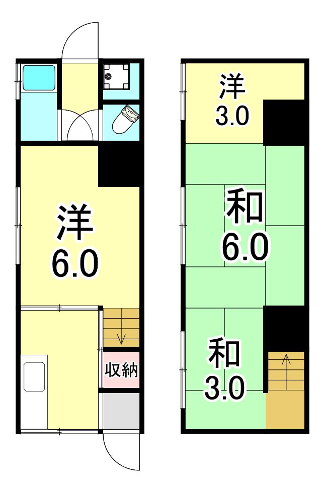 高取山町アパート(2K/1階)の間取り写真