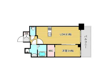 プレサンス九条グランデリーヴ(1LDK/10階)の間取り写真