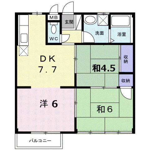 エルディム円座(3DK/2階)の間取り写真
