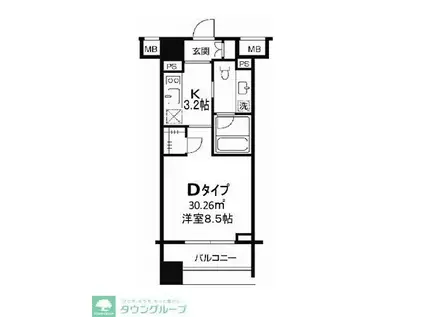 TLRレジデンス両国(1K/8階)の間取り写真