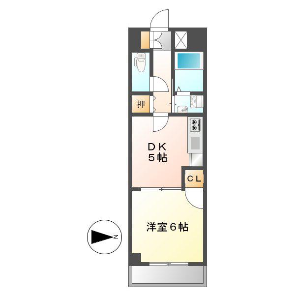 タウンM&EA棟(1DK/1階)の間取り写真