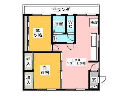 笠原ビル(2LDK/3階)の間取り写真
