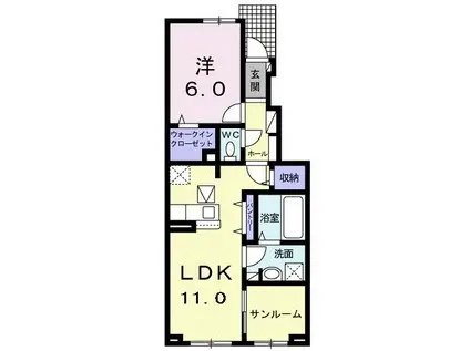 グランメール 手屋(1LDK/1階)の間取り写真