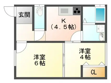 歌敷山ハイツ(2DK/1階)の間取り写真