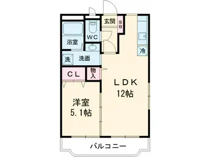 メゾンドセレナII(1LDK/3階)の間取り写真