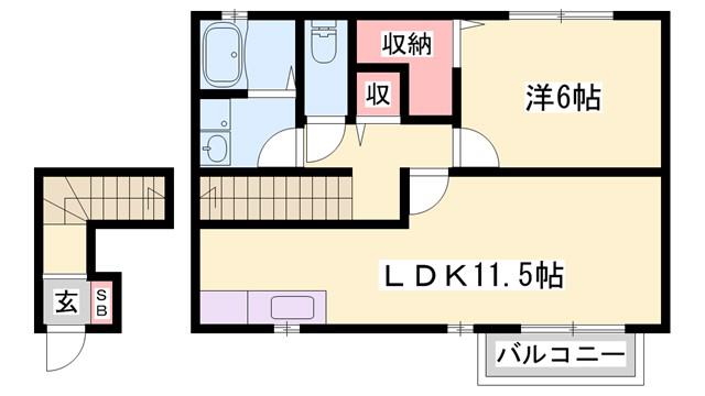 ロワジール(1LDK/2階)の間取り写真