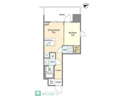 ヴィラクレール浅草(1DK/7階)の間取り写真