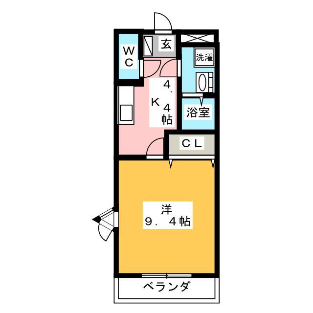 ロイヤルパインズA棟(1K/2階)の間取り写真