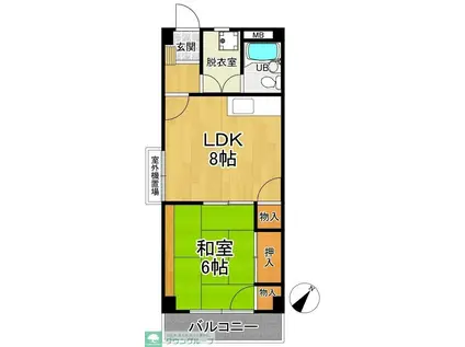 あおやぎビル(1LDK/2階)の間取り写真