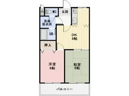 ラ・プラージュ(2DK/1階)の間取り写真