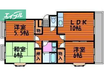 ピューアズ新福(3LDK/2階)の間取り写真