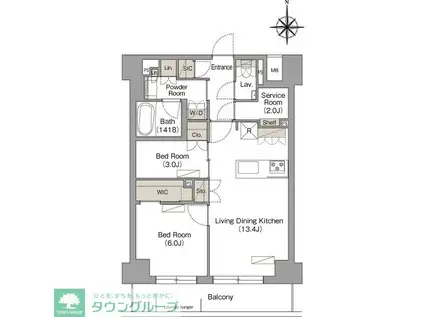 ヴェール・クレール武蔵小杉(2SLDK/3階)の間取り写真