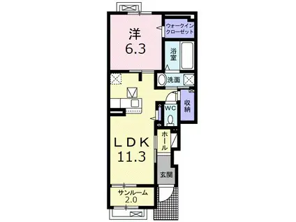 ジェイ エスI(1LDK/1階)の間取り写真