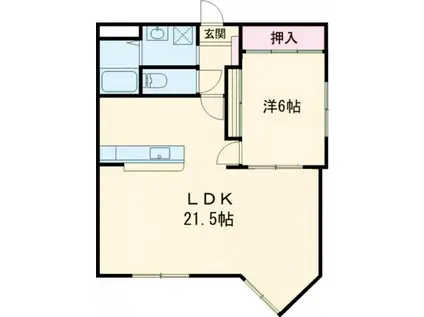 ライフ21SUWA(1LDK/5階)の間取り写真