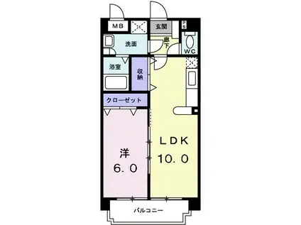 シャルマンパレス(1LDK/4階)の間取り写真