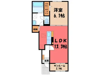 パラッツオA(1LDK/1階)の間取り写真