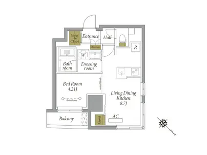 ル・リアン築地(1LDK/10階)の間取り写真