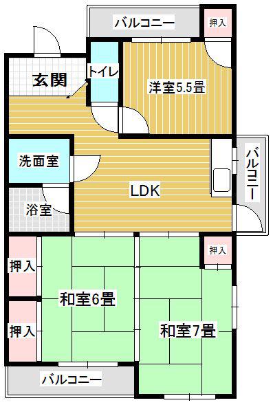 メゾーンやました(3LDK/3階)の間取り写真