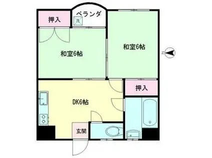 メゾン岡本(2DK/2階)の間取り写真