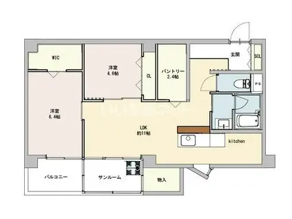グランテラス駅南(2LDK/1階)の間取り写真