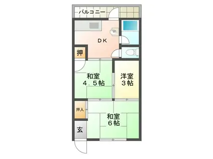 サンヒルズ須磨(3DK/2階)の間取り写真