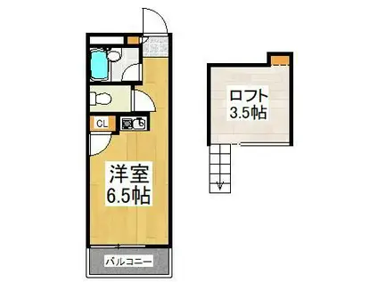リバーグリーン(ワンルーム/2階)の間取り写真