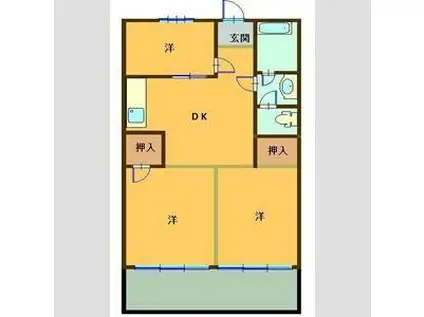 マンション大栄(3DK/2階)の間取り写真