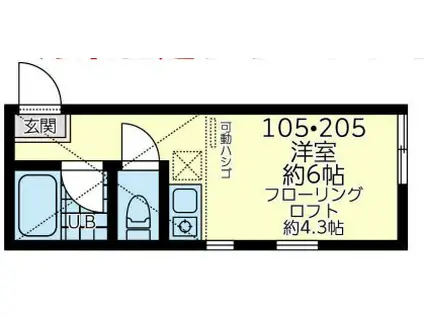 ユナイト三ッ沢ル・リアン(ワンルーム/2階)の間取り写真