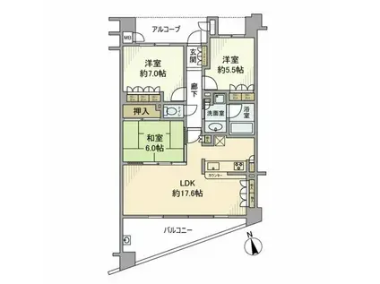 ハイコート浜田山壱丁目(3LDK/1階)の間取り写真