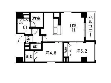 ポルタニグラサウス(2LDK/6階)の間取り写真