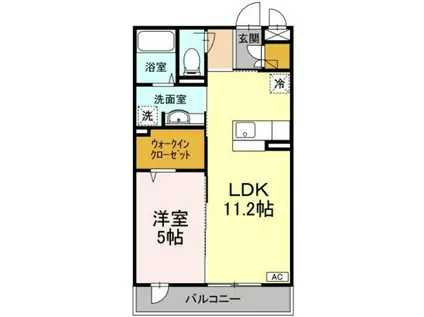 バラディー伏見(1LDK/3階)の間取り写真