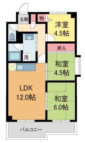 メービウス仁川(3LDK/1階)の間取り写真