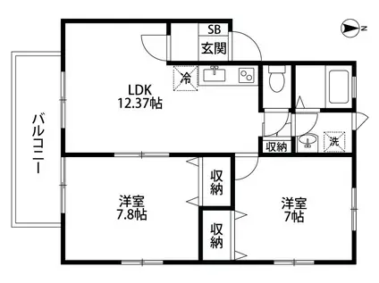 プラセール有楽(2LDK/1階)の間取り写真