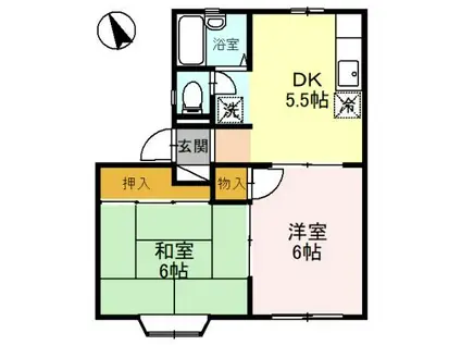 シンフォニーI(2DK/1階)の間取り写真