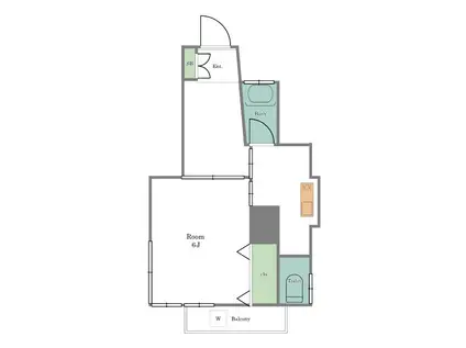岸荘(ワンルーム/1階)の間取り写真